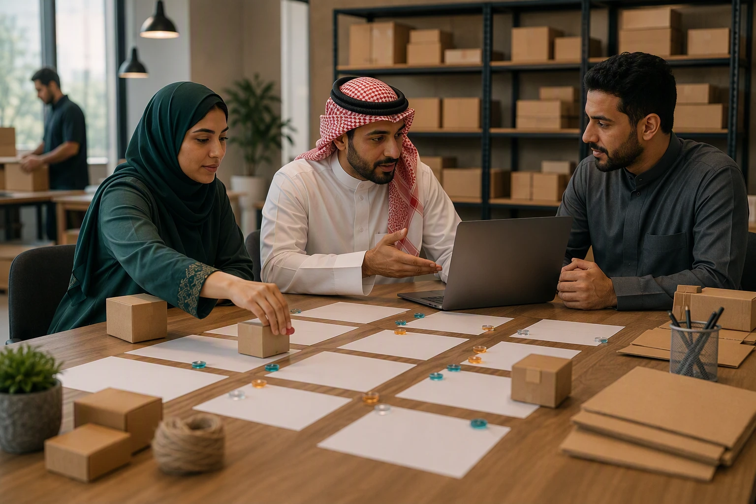 مدير متجر إلكتروني يناقش توقعات السيولة مع فريقه