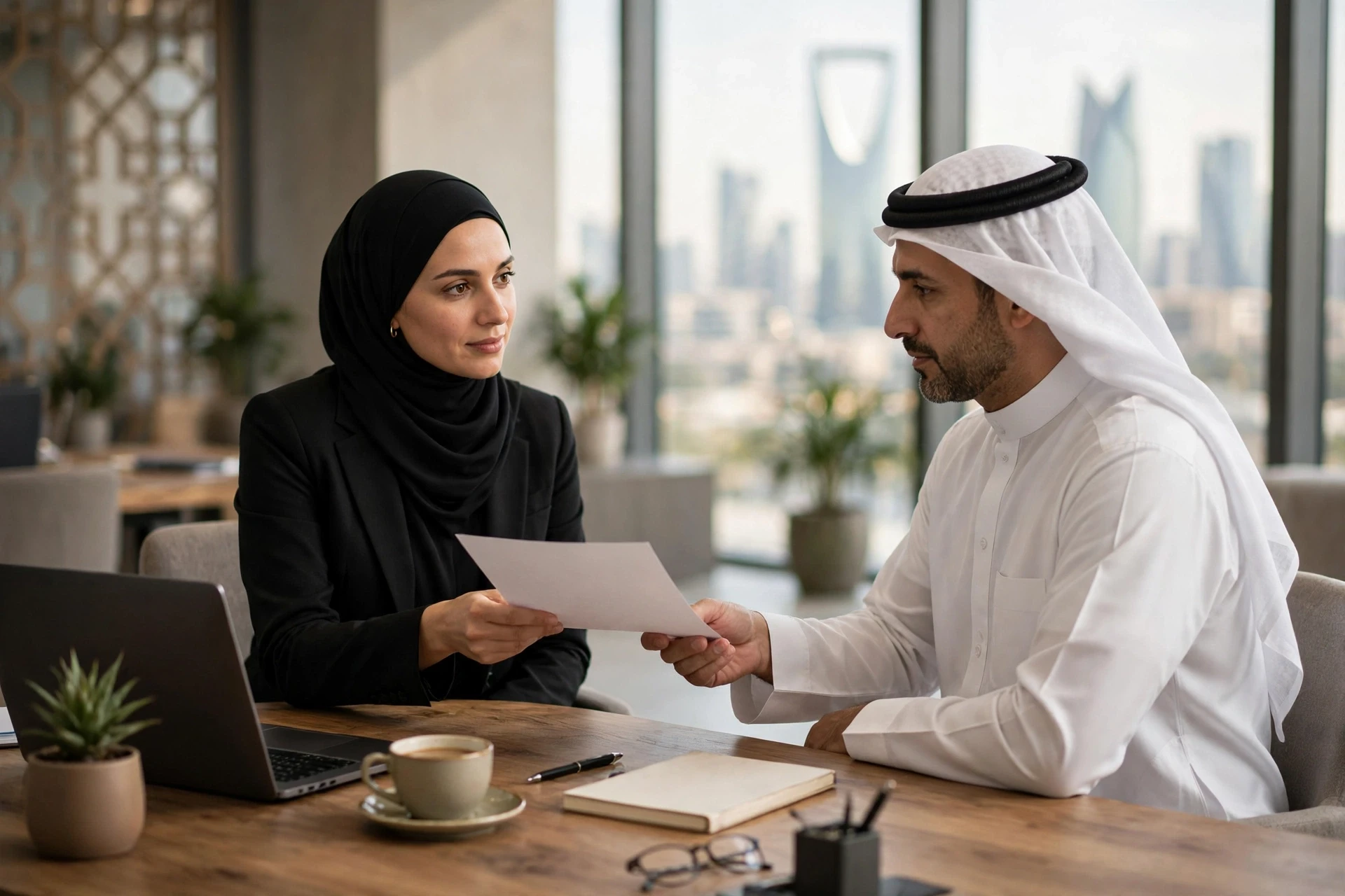 مستشار مالي يسلّم تقرير تقييم لصاحب منشأة سعودية